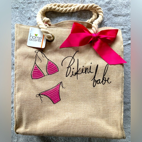 New Cute Burlap Beach Tote - Picture 1 of 5